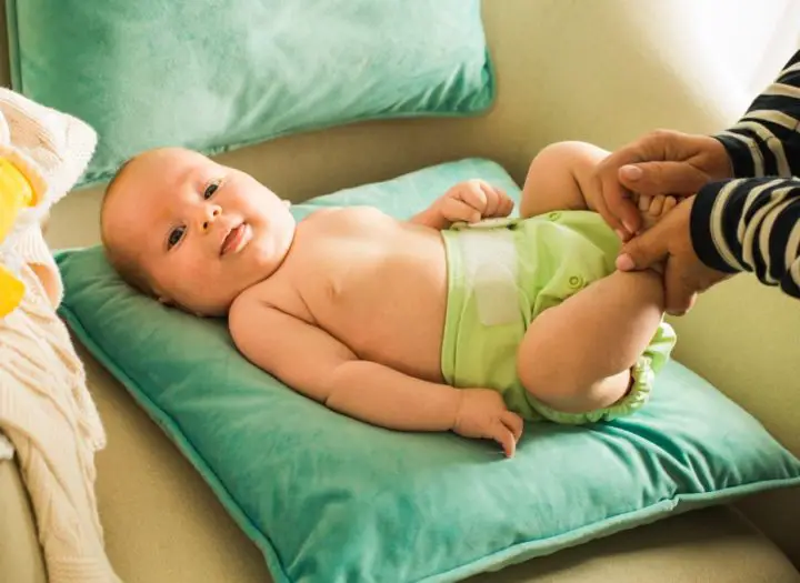 Baby in cloth diaper