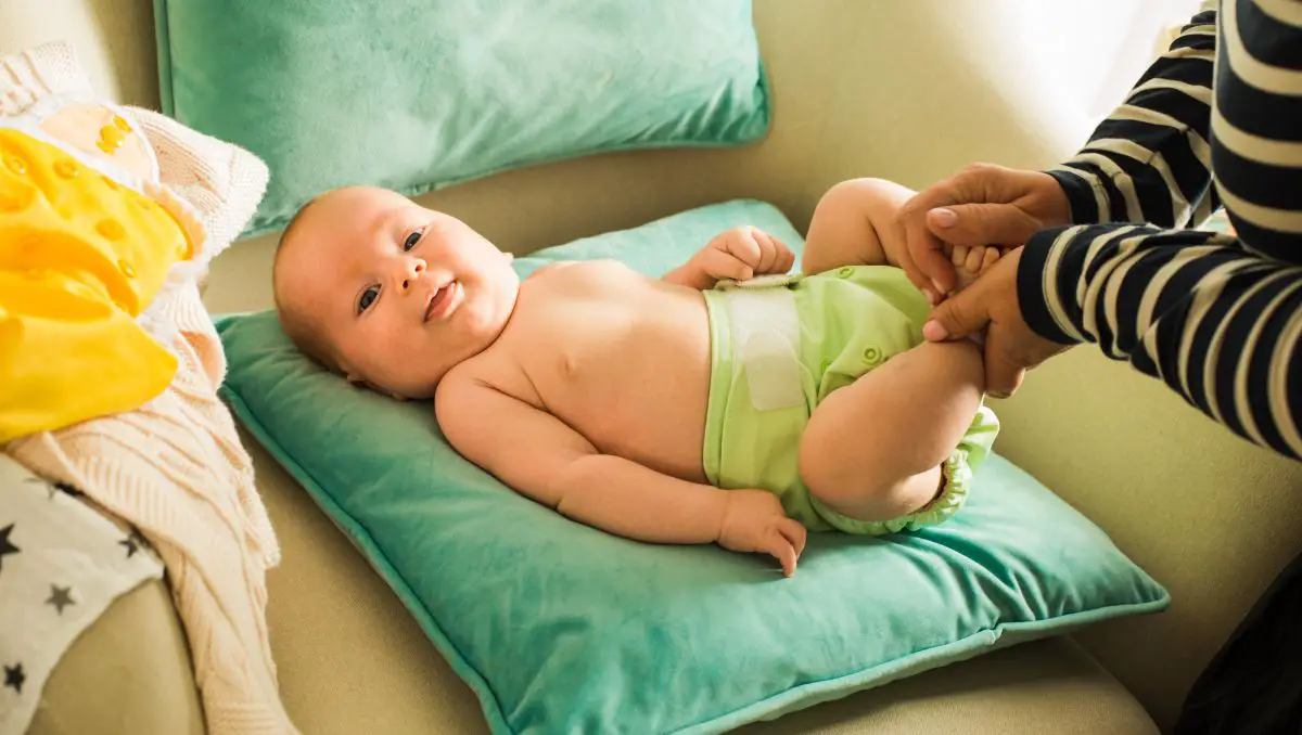 Baby in cloth diaper