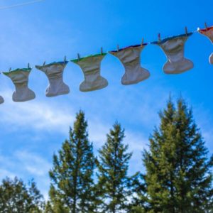 Cloth diapers on clothesline