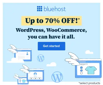 70% off Bluehost hostingplan